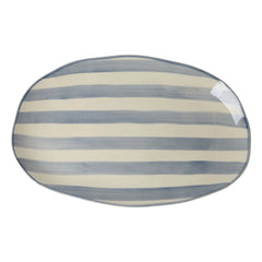 Rice - Striped Ceramic Plate | Blue
