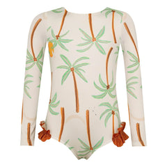 Pepita & Me - Long Sleeve Swimsuit Alana Palm Trees | Ecru
