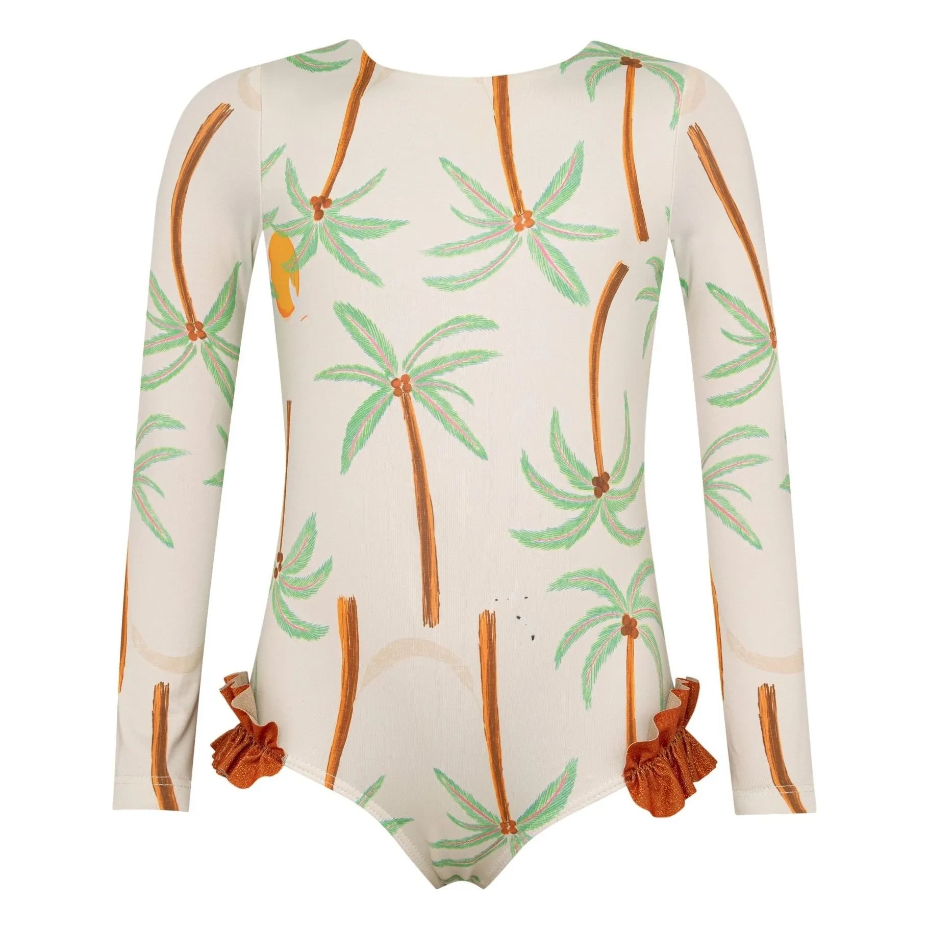 Pepita & Me - Long Sleeve Swimsuit Alana Palm Trees | Ecru