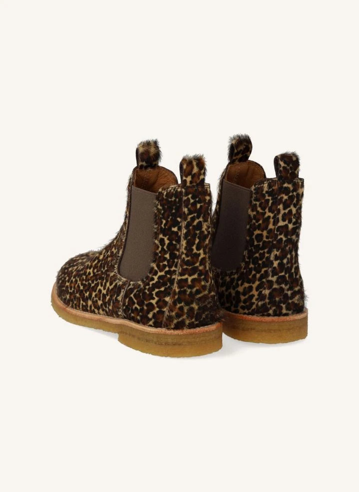 Angulus - Leopar Desenli Pony Kürklü Chelsea Botlar | Kahverengi