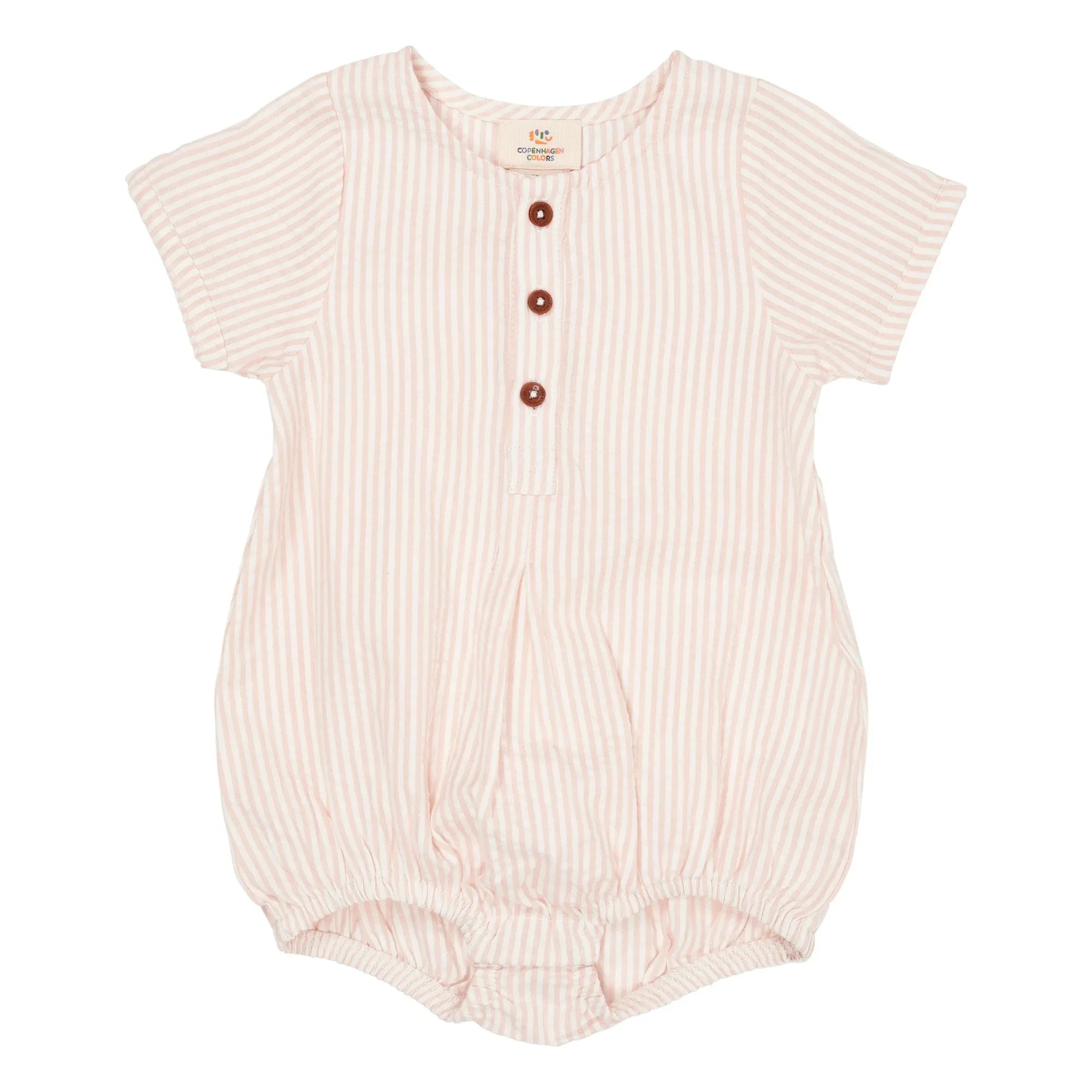 Copenhagen Colors - Striped Seersucker Organic Cotton jumpsuit | Powder Pink