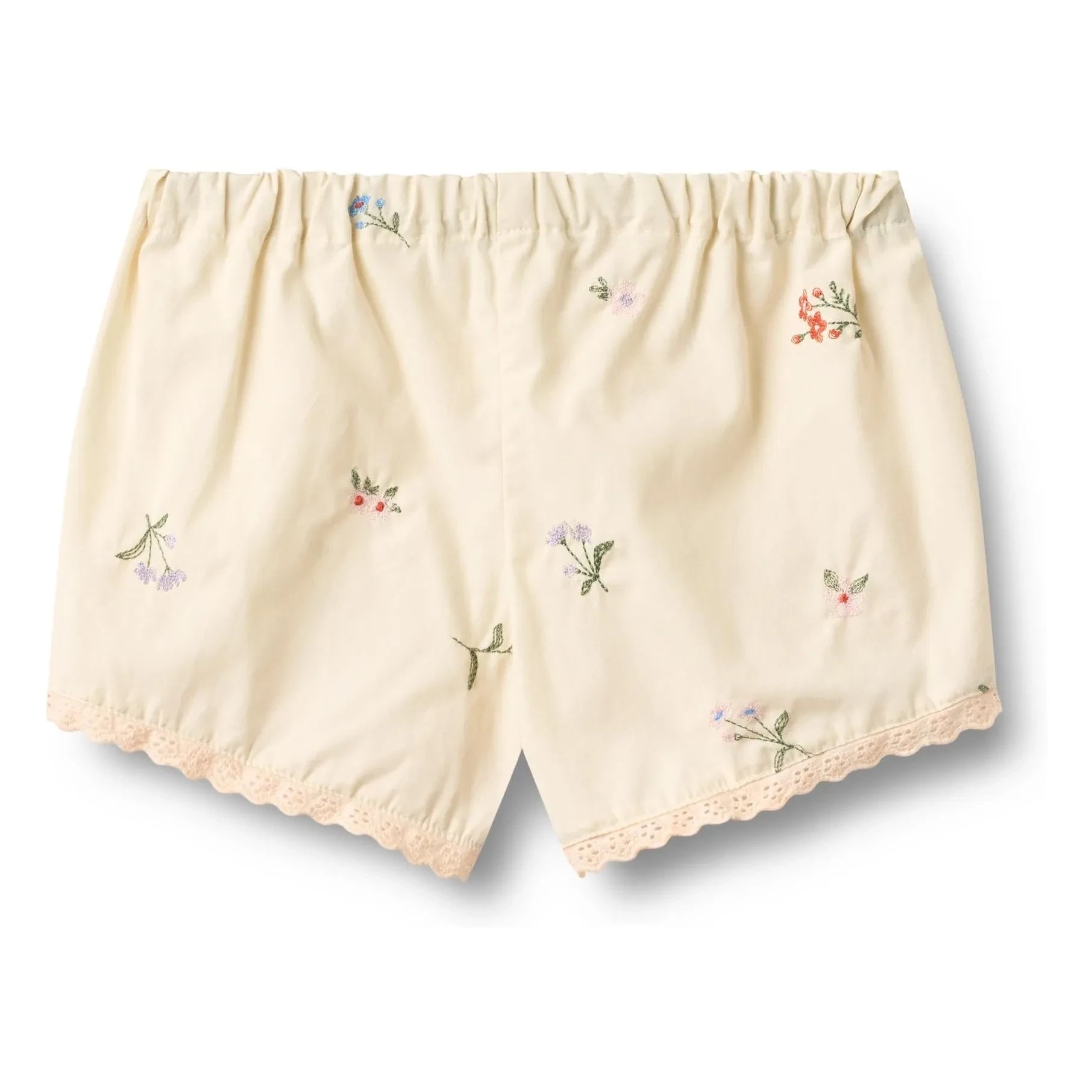 Wheat - Lace Embroidered Shorts Organic Cotton Flowers | Ivory