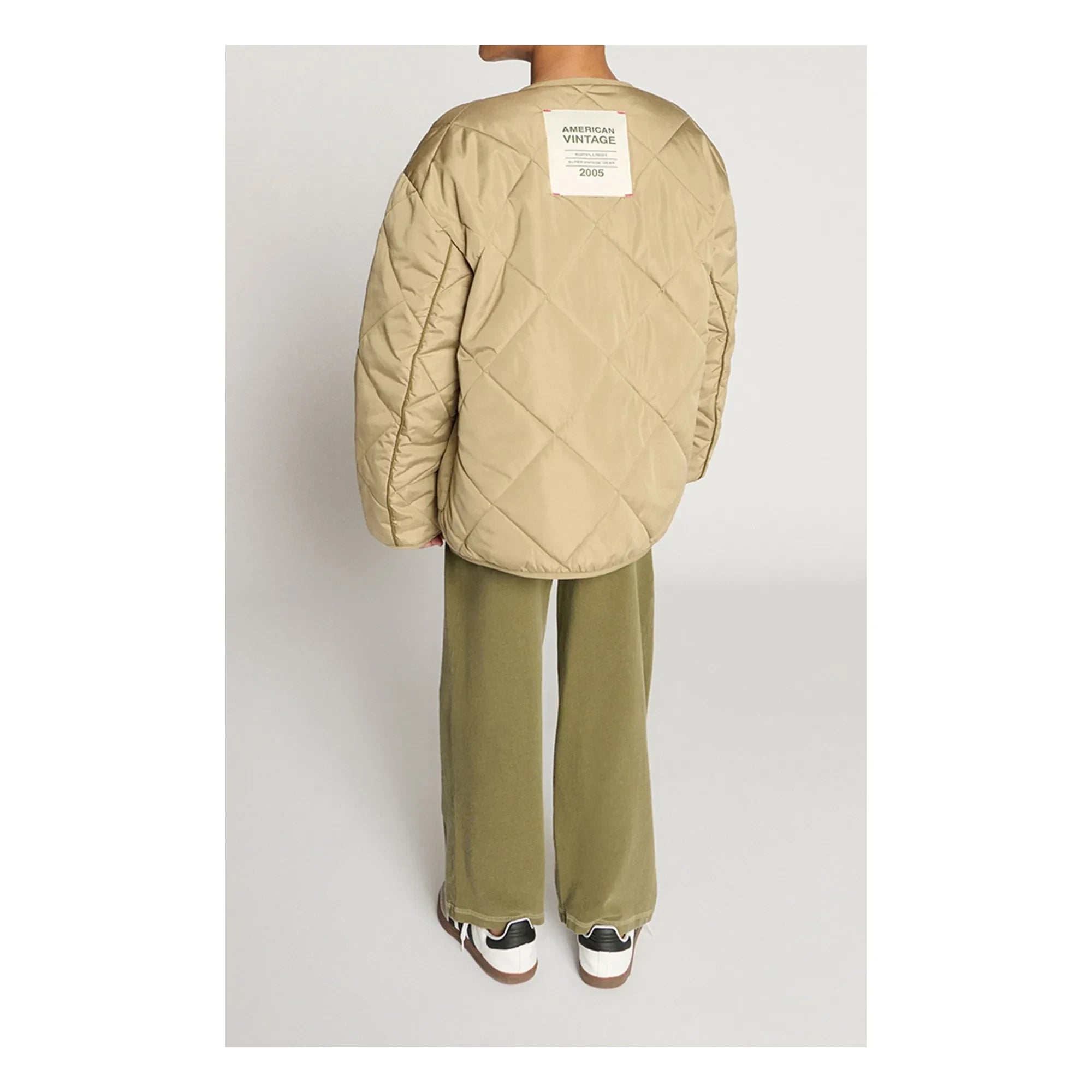 American Vintage - Vowbay Water-Repellent Quilted Jacket Recycled Fiber | Khaki
