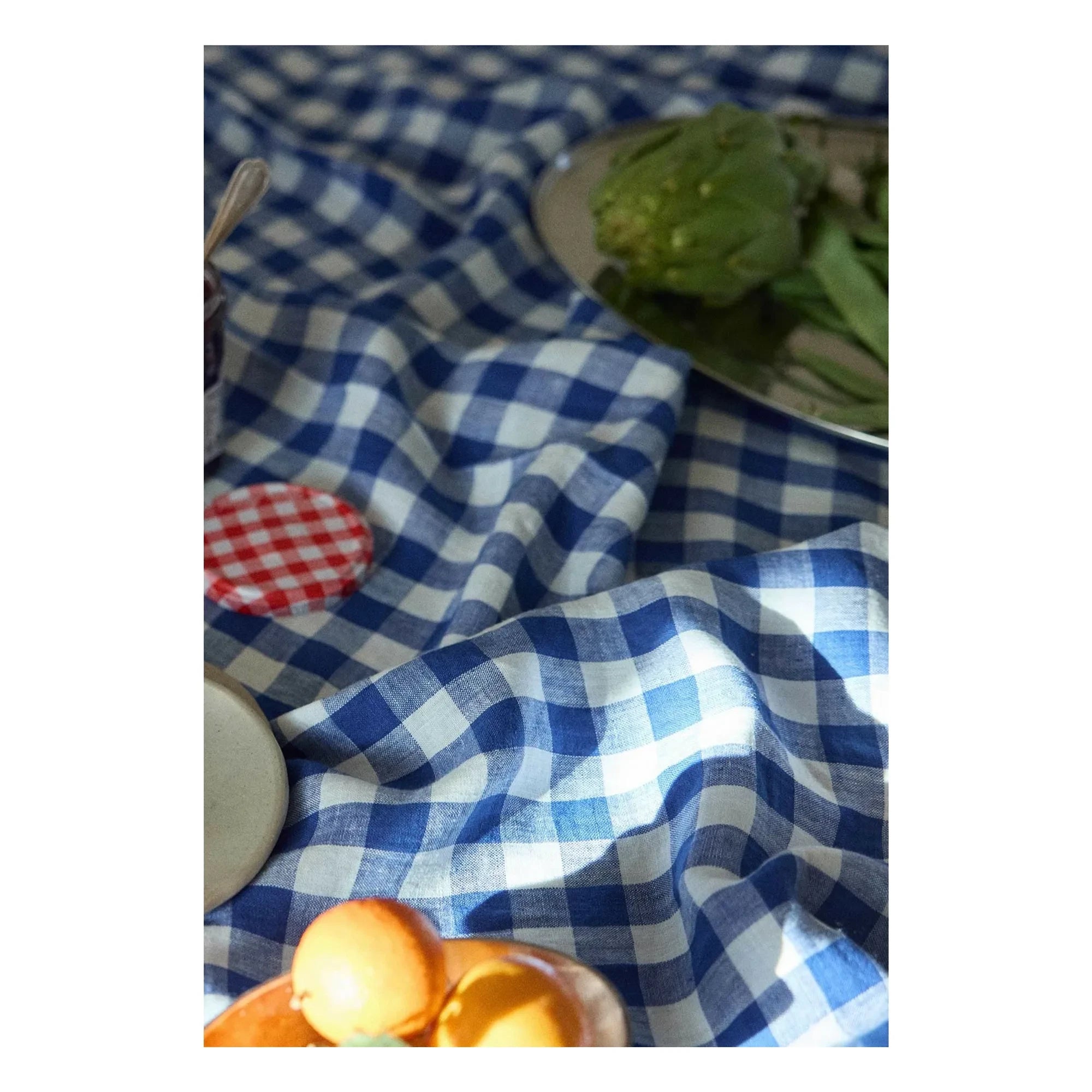 Gabrielle Paris - Vichy Washed Linen Tablecloth | Blue
