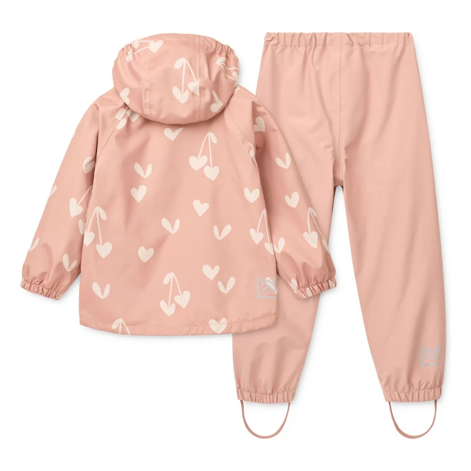 Liewood - Pedia Coeurs Recycled Fiber Rain Set | Soft Pink