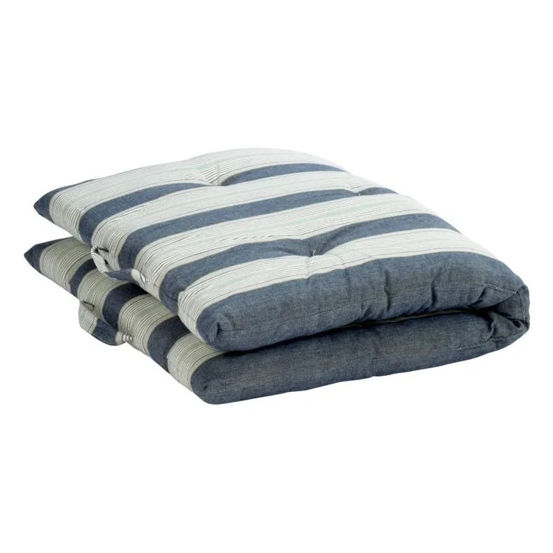 Madam Stoltz - Striped cotton floor cushion | Blue