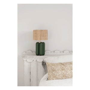 Cosin - Raffia Lampshade Table Lamp Charlotte | Dark Green