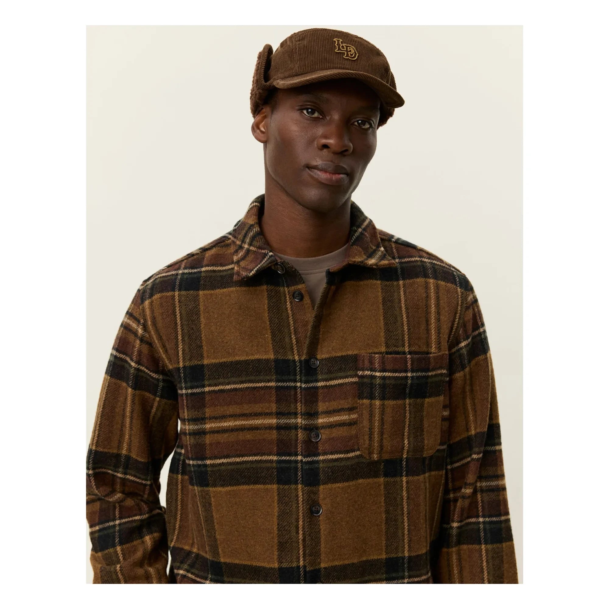 Les Deux - Checkered wool overshirt | Brown