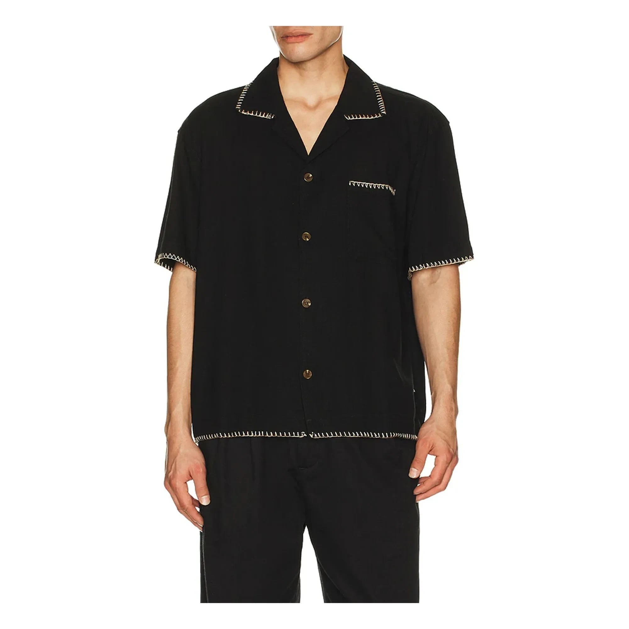 Rhythm - Relaxed Whip Short Sleeve Shirt | Black