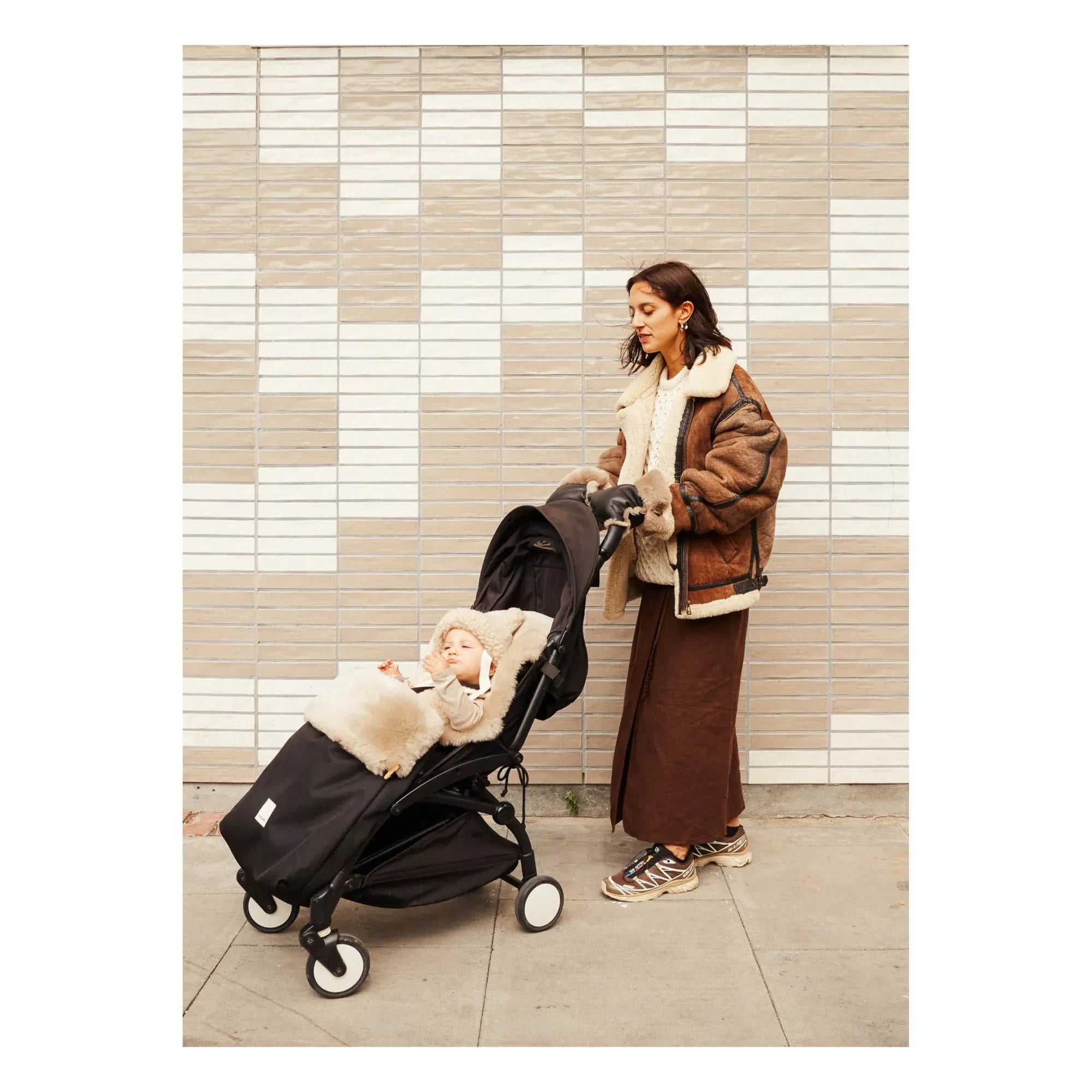 BINIBAMBA - Lambskin Baby Stroller Gloves | Toast