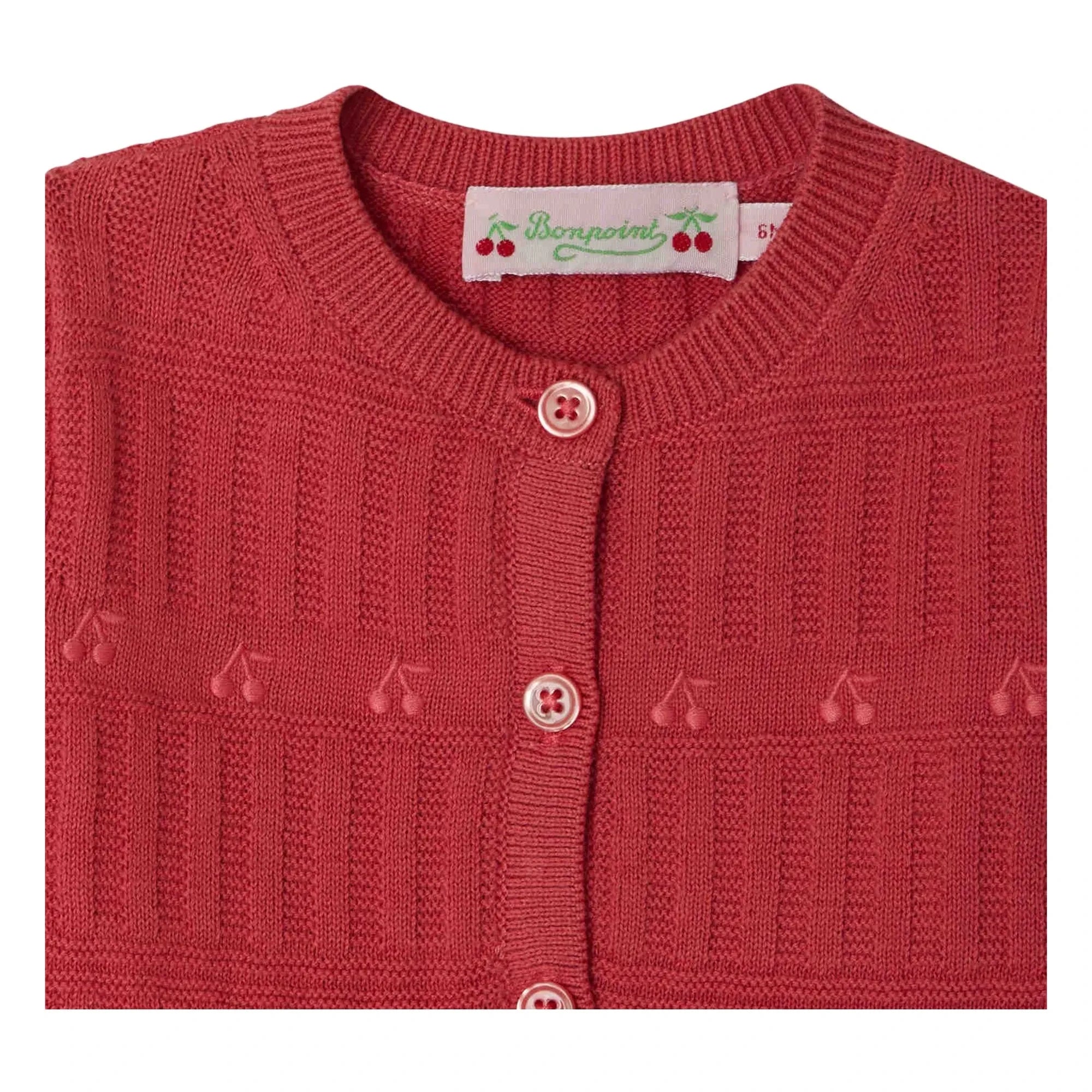 Bonpoint - Giovina Organic Cotton Cardigan | Raspberry Red