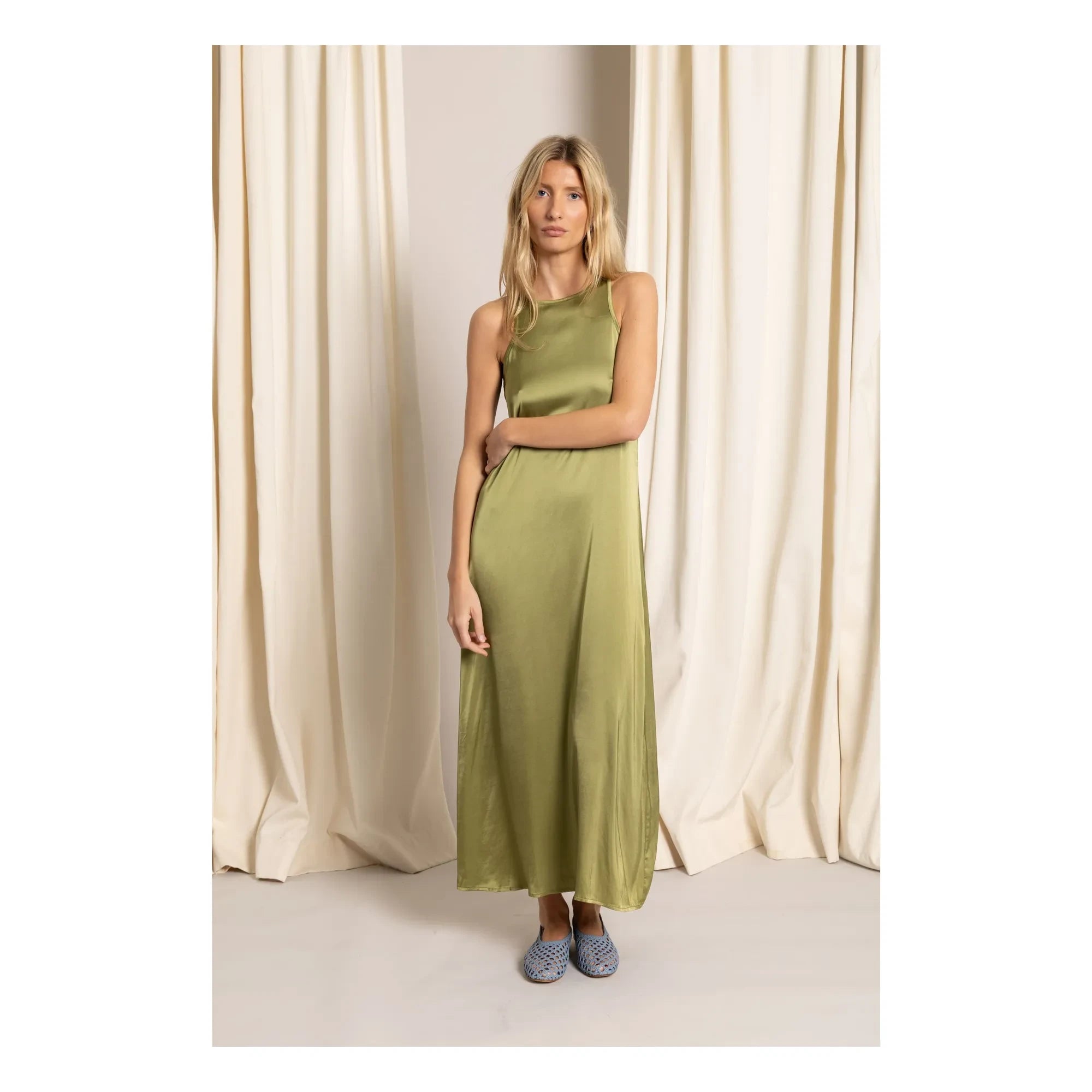 Smallable Woman - Zelie Satin Dress | Anise Green