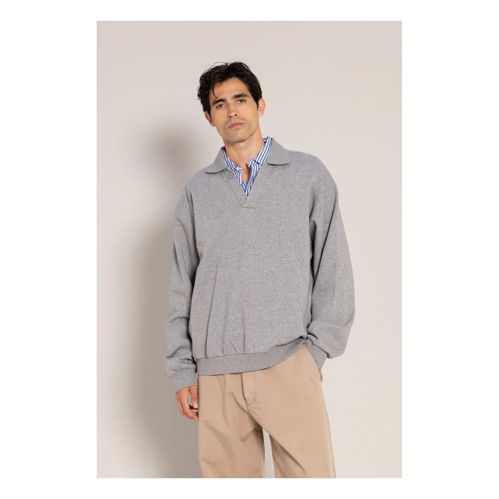 Smallable Man - Bob Bisiklet Yaka Sweatshirt | Heather Grey