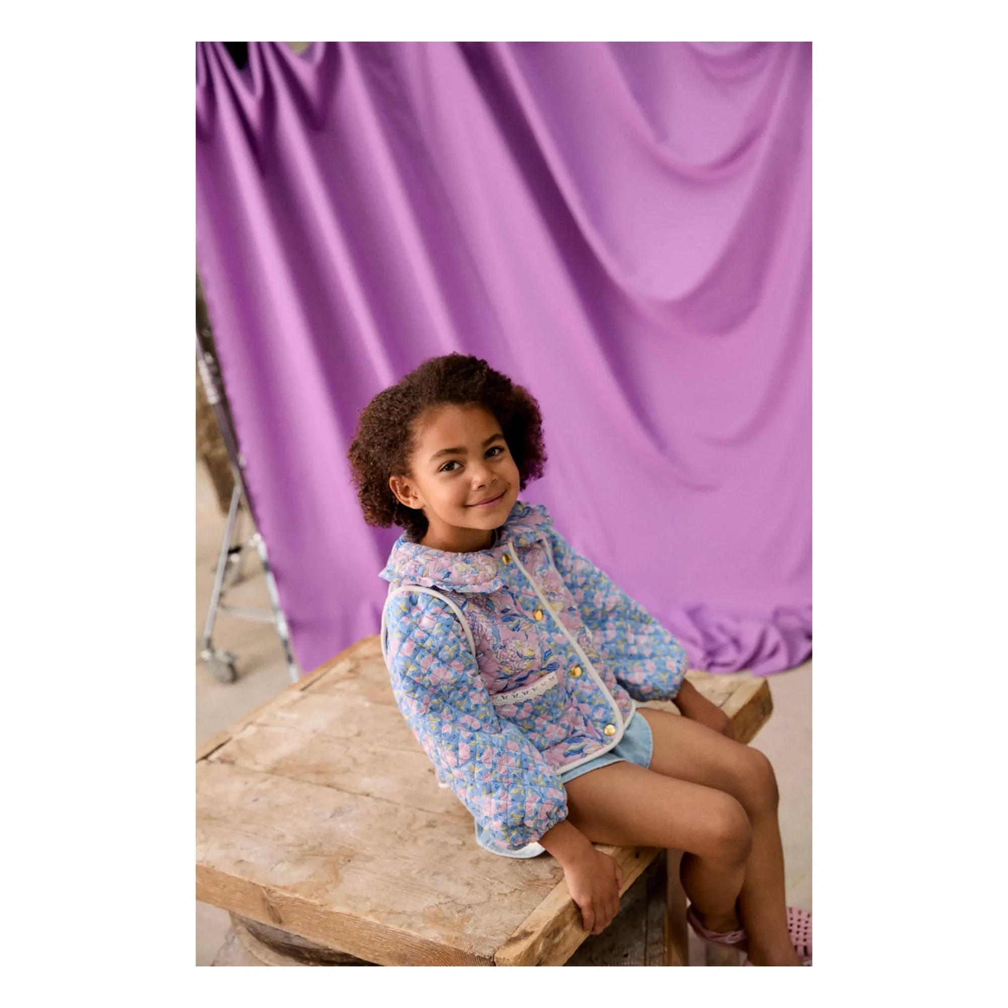 Louise Misha - Joulia Fleurie Organic Cotton Quilted Jacket | Blue