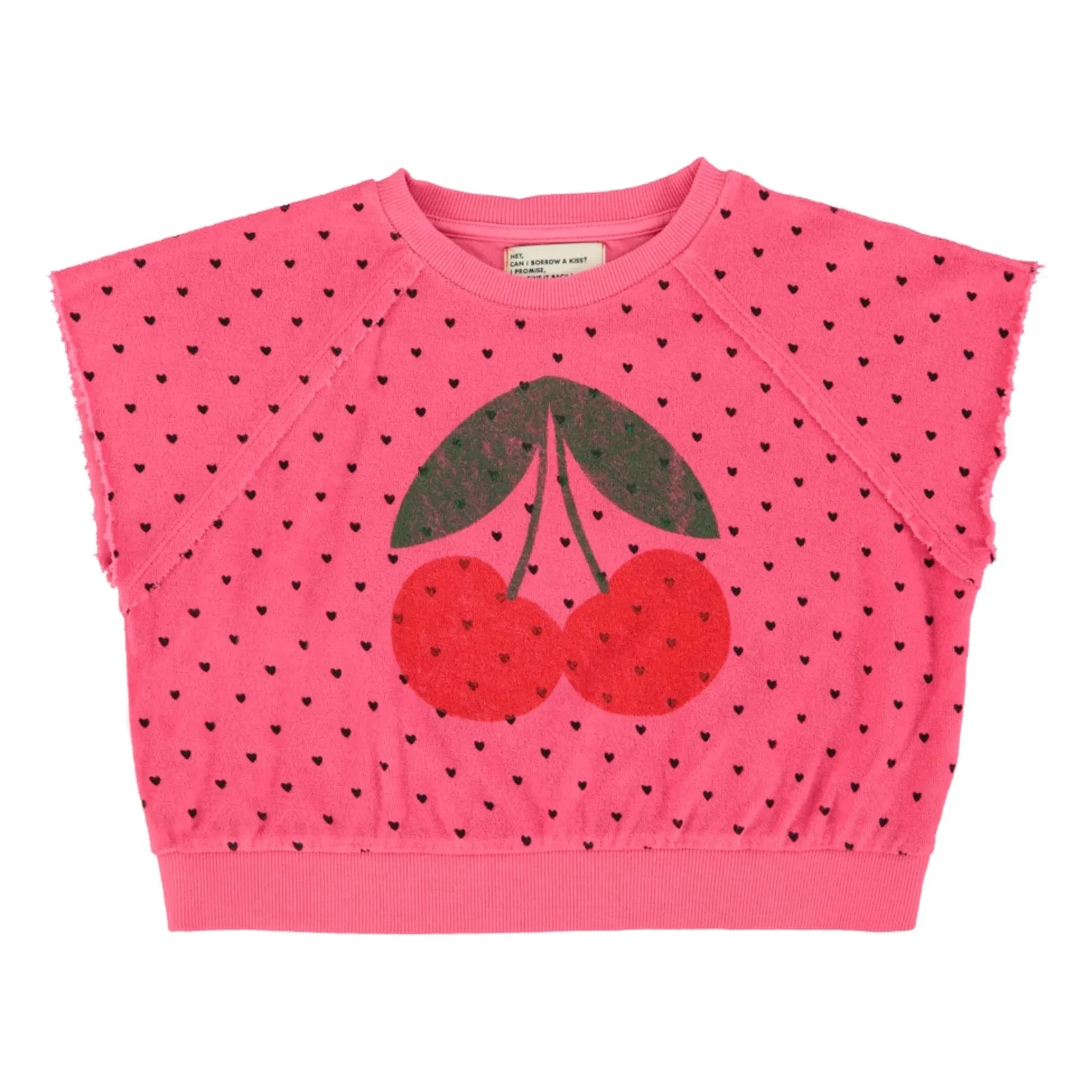 Piupiuchick - Cherry Organic Cotton Sleeveless Sweatshirt | Fuchsia