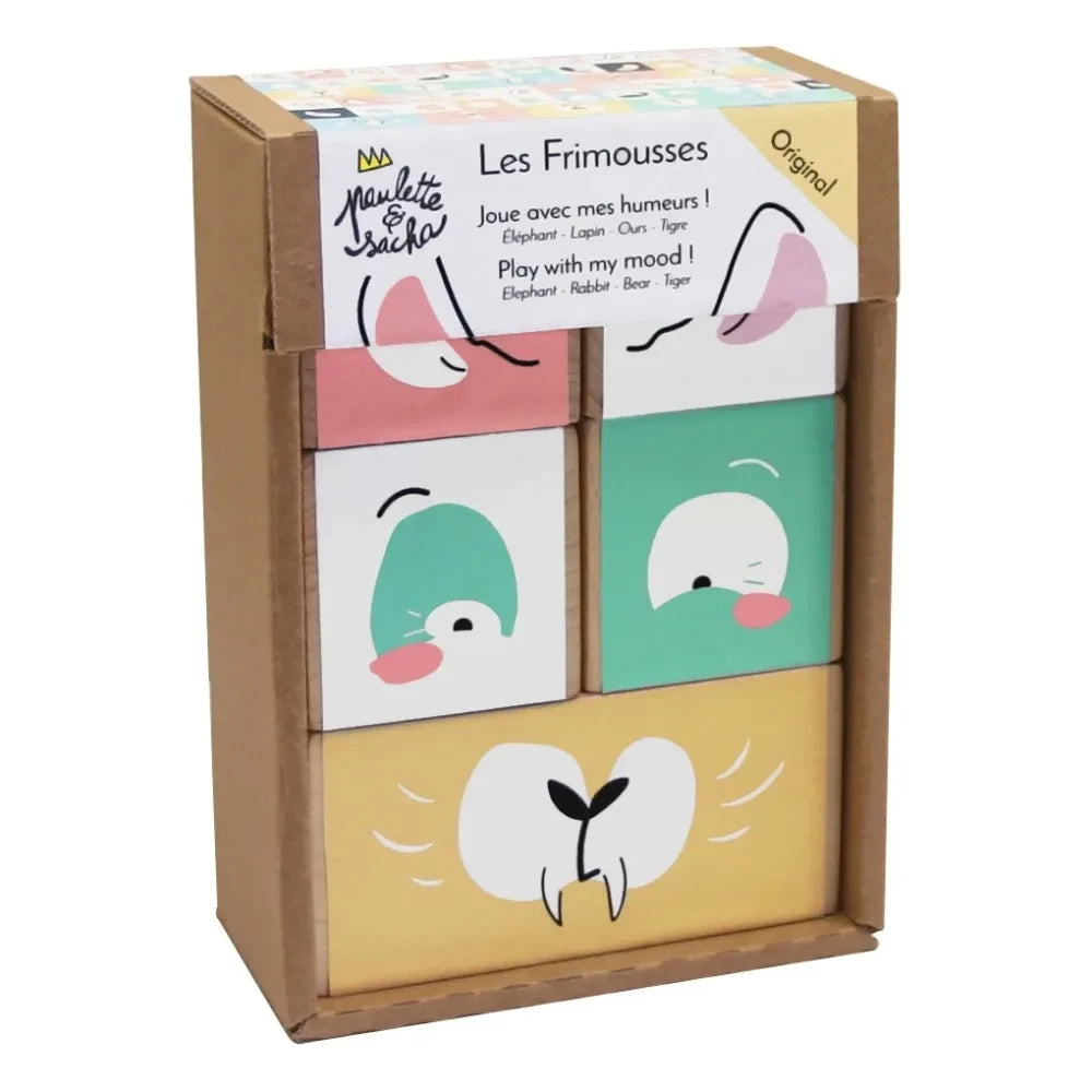 Paulette et Sacha - Les Frimousse Wooden Cubes - Set of 5