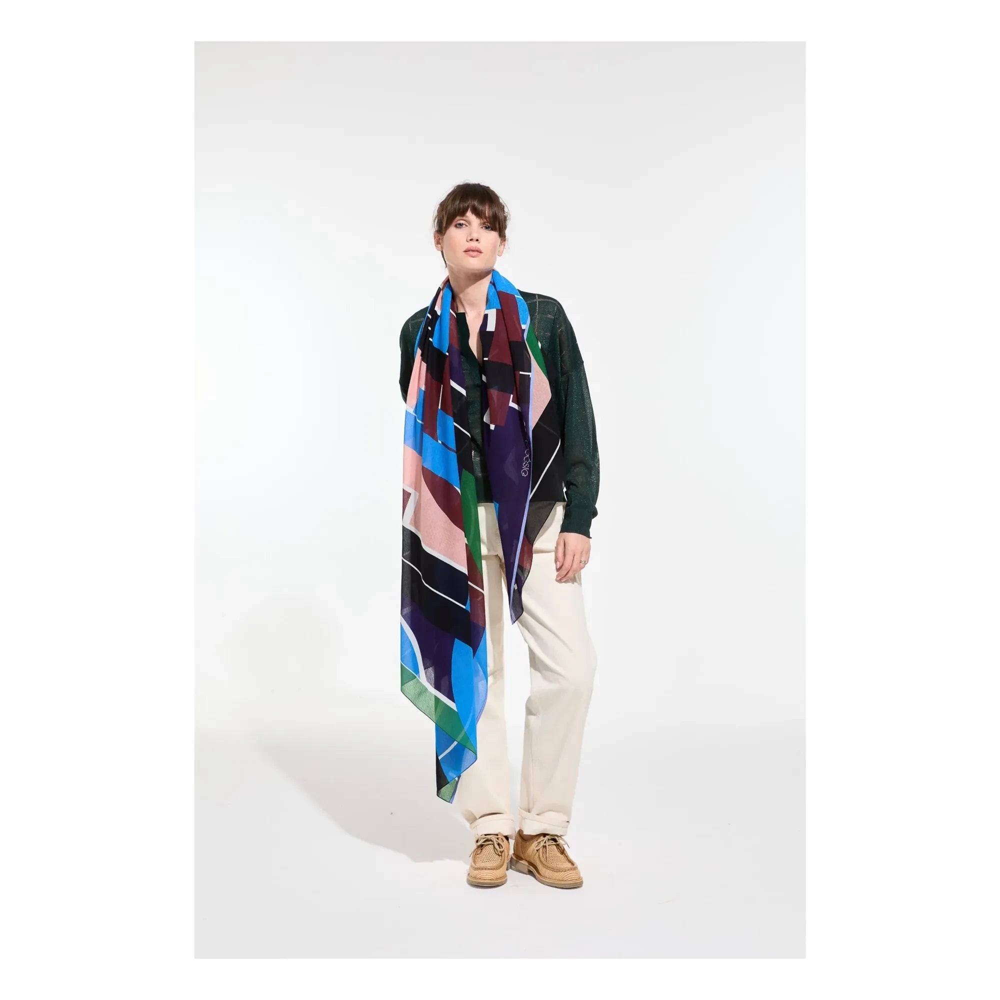 Mapoésie - Le Bal Cotton Scarf | Blue-Green