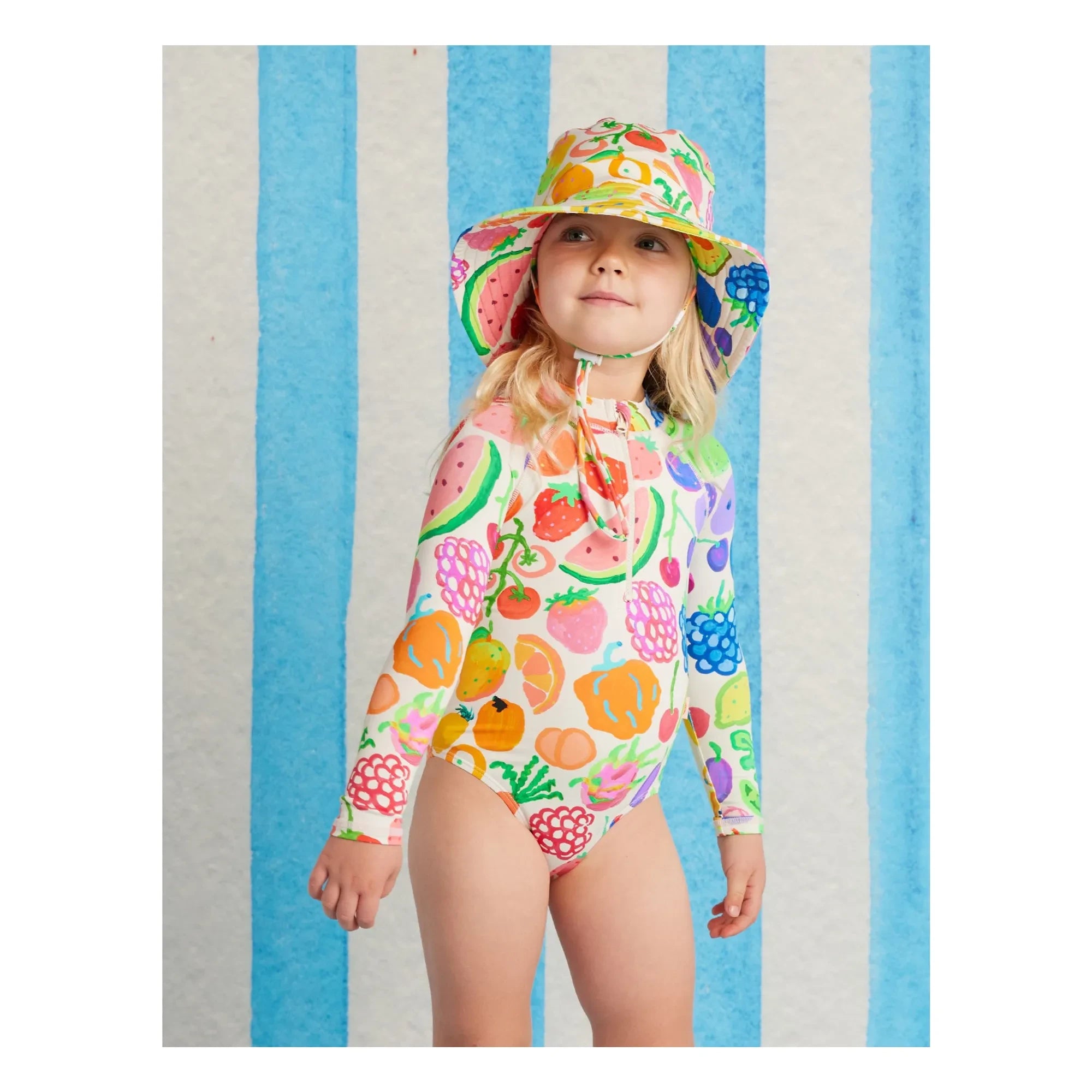 Halcyon Nights - Long Sleeve Swimsuit with Fruit Prints Made from Recycled Fibers | Off-White