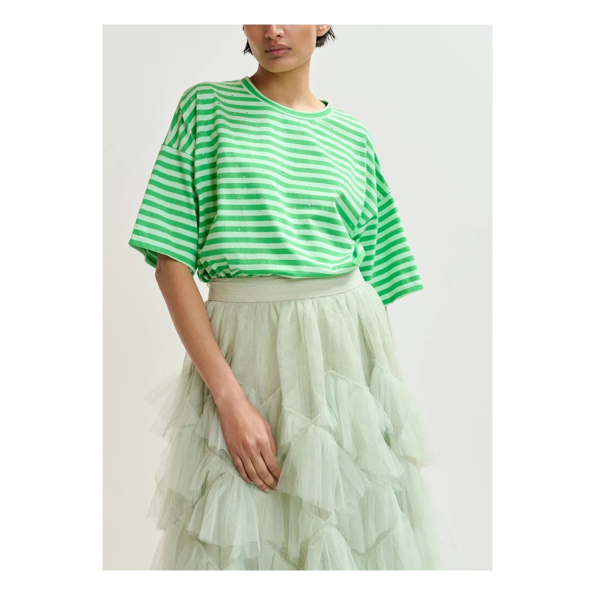 Essentiel Antwerp - Joste Beaded Striped T-Shirt | Green