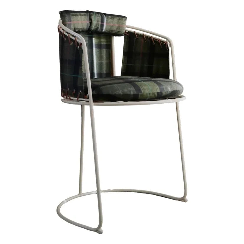 Honoré - Palmer Chair, Checked Velvet | Green