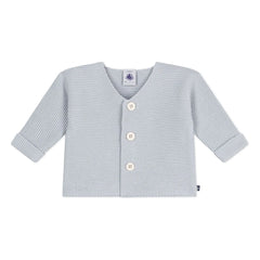 Petit Bateau - Organic Cotton Fine Knit Cardigan | Light Gray
