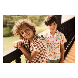 Arsène et Les Pipelettes - Damier organic cotton terry shirt | Brown