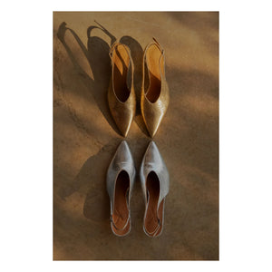 Lachoix - Metallic Heel Slingback Shoes | Silver