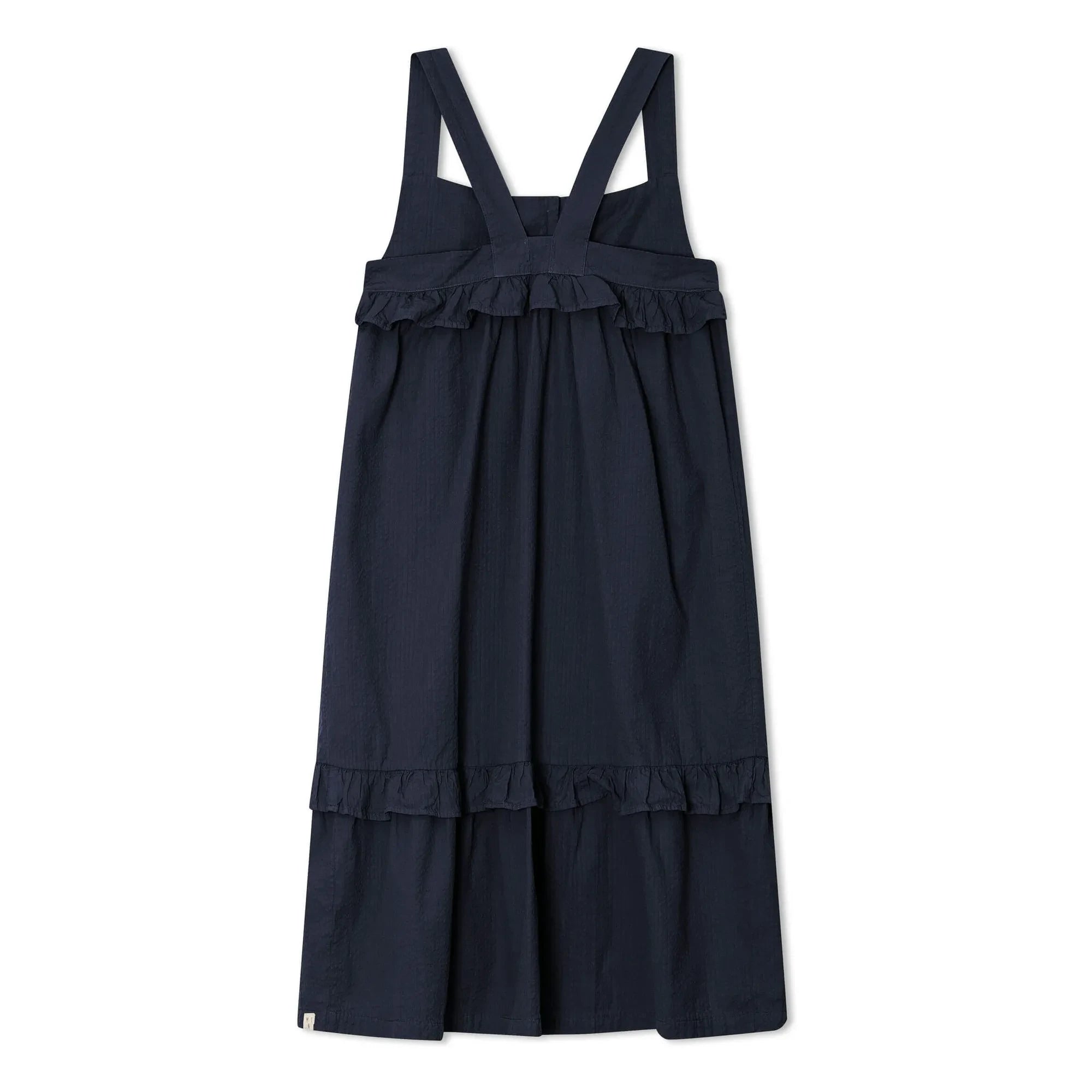 Matona - Mi-Long Ruffle Dress Organic Cotton | Navy Blue