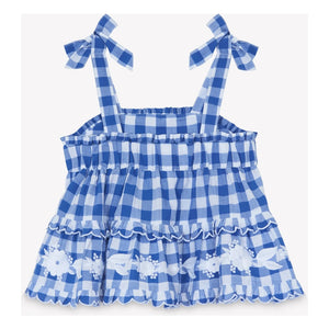 Tartine et Chocolat - Embroidered Top and Checked Shorts Set | Royal Blue