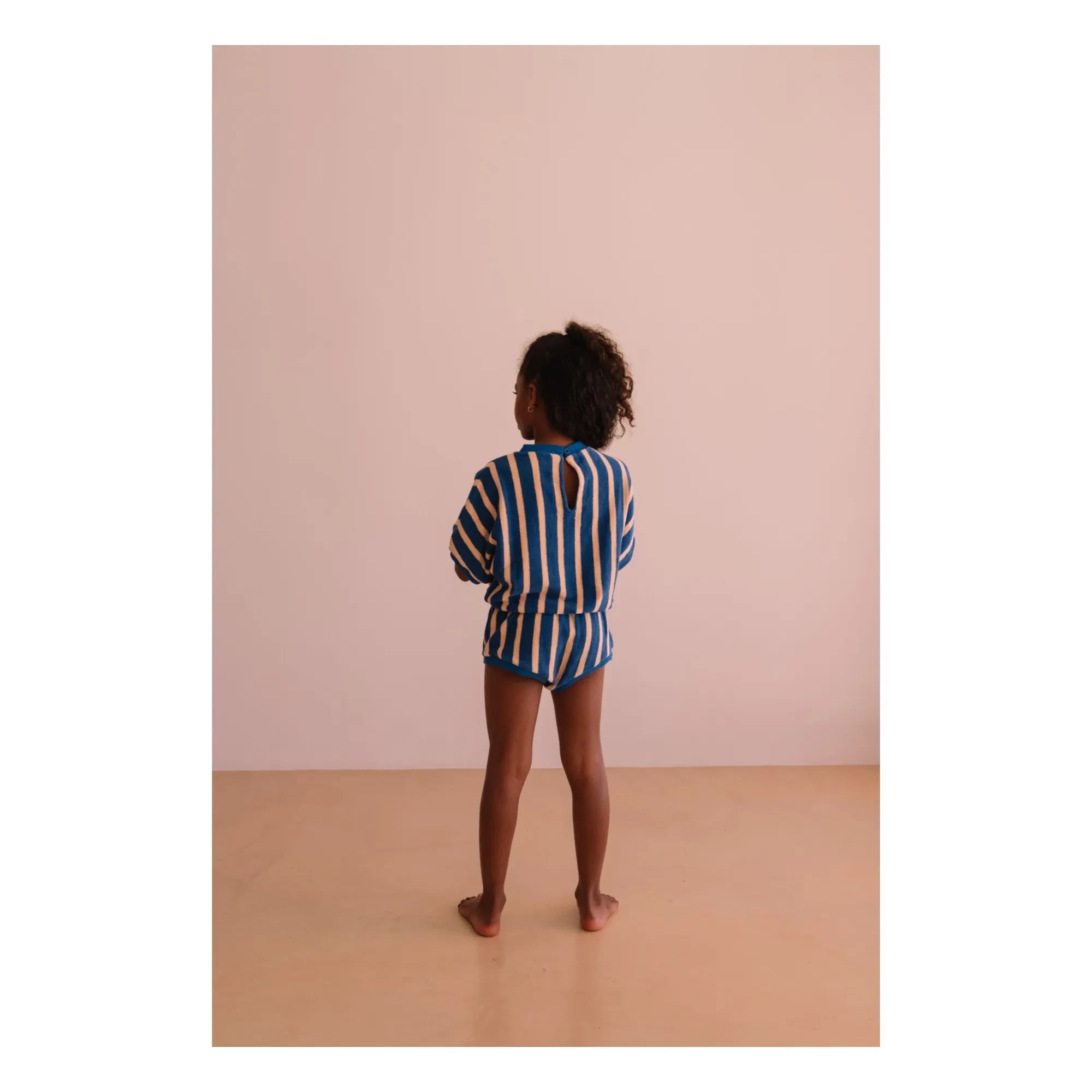 We Are Kids - Romy Striped Organic Cotton Towel Romper | Blue