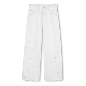 Chloé - Organic cotton embroidered trousers | White