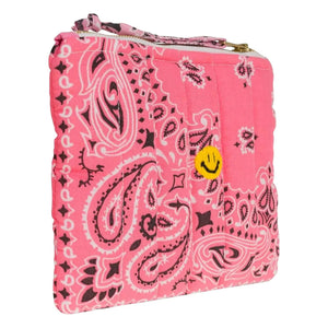 Call it by your name - Happy Face Quilted Zip Mini Wallet | Pink