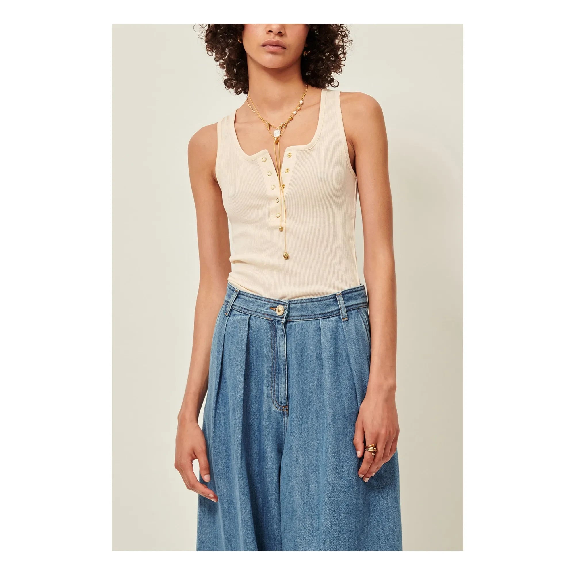 Sessùn - Camargo Strap Tank Top | Ecru