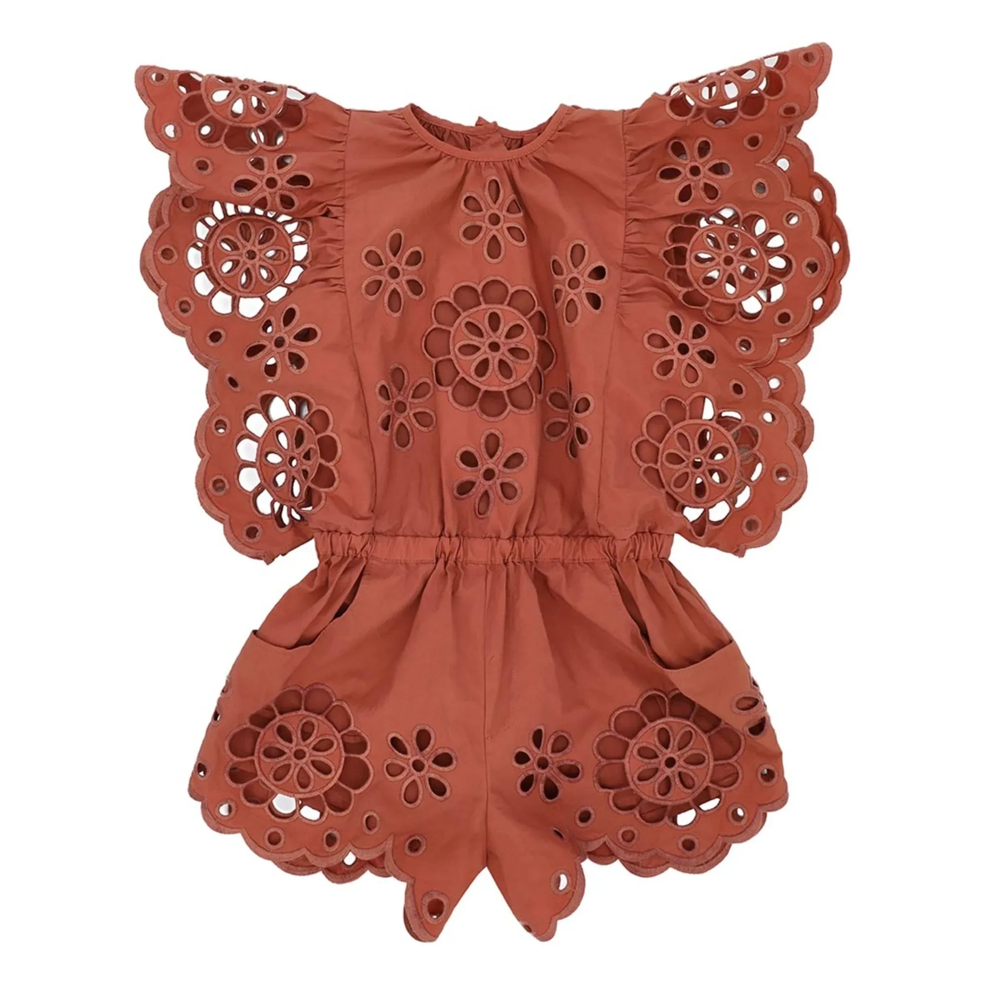 Zimmermann - Broderie Anglaise Jumpsuit Awaken | Terracotta