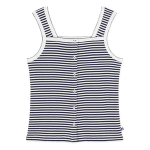 Petit Bateau - Striped Ribbed Tank Top | Navy Blue