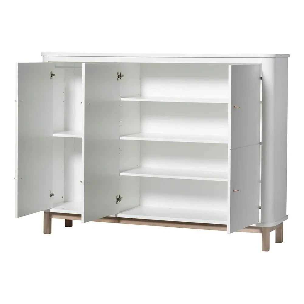 Oliver Furniture - Multi-Compartment 3-Door Oak Dresser | White