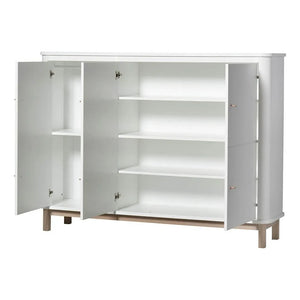 Oliver Furniture - Multi-Compartment 3-Door Oak Dresser | White