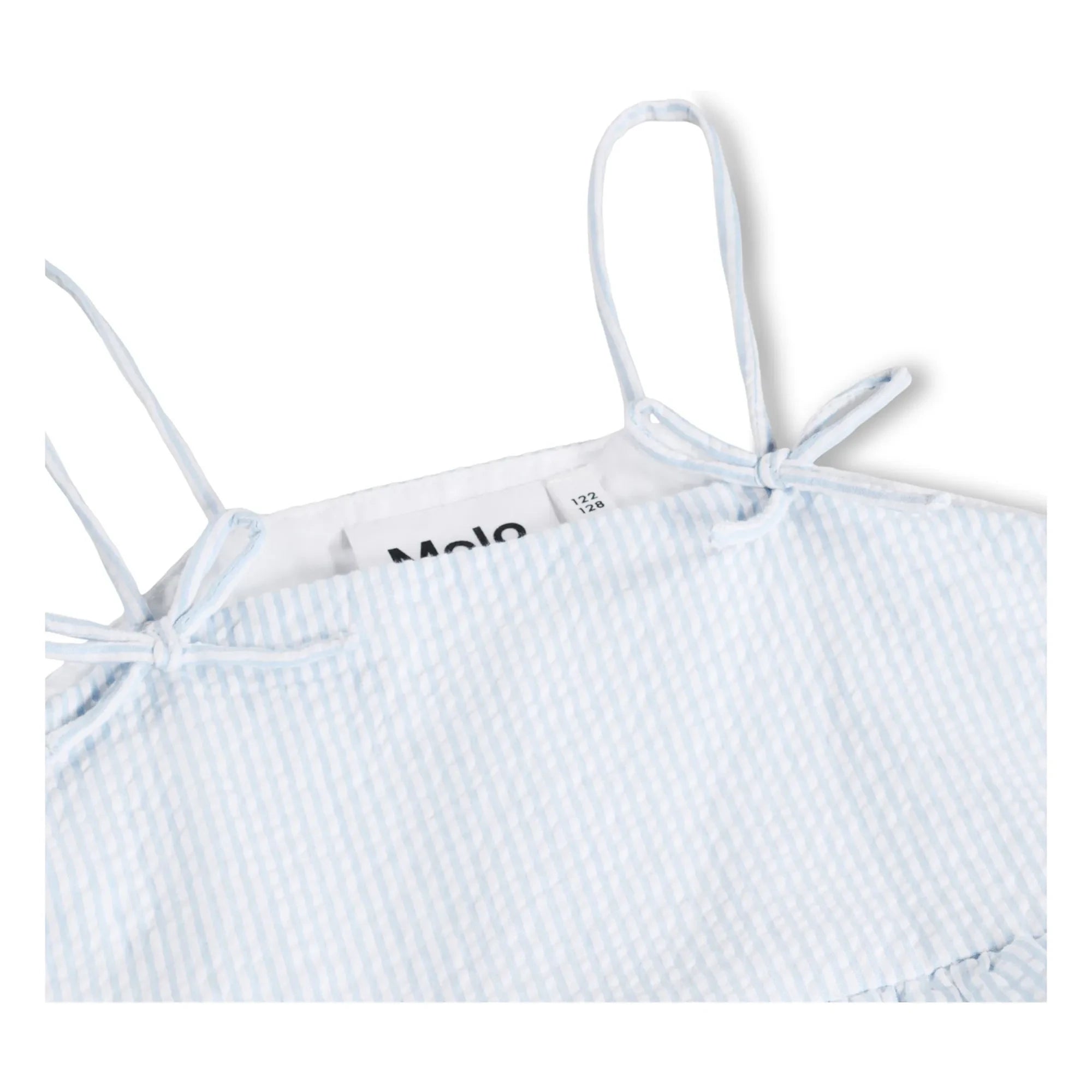 Molo - Striped Chelsea Ruffle Dress Organic cotton | Light blue