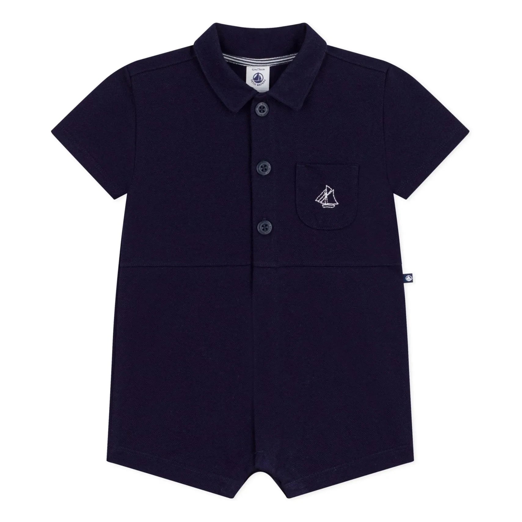 Petit Bateau - Polo Collar Romper | Navy Blue