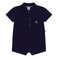 Petit Bateau - Polo Collar Romper | Navy Blue