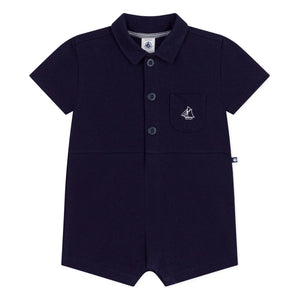 Petit Bateau - Polo Collar Romper | Navy Blue