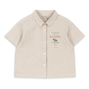 Konges Sløjd - Elliot Striped Seersucker Organic Cotton Shirt | Beige