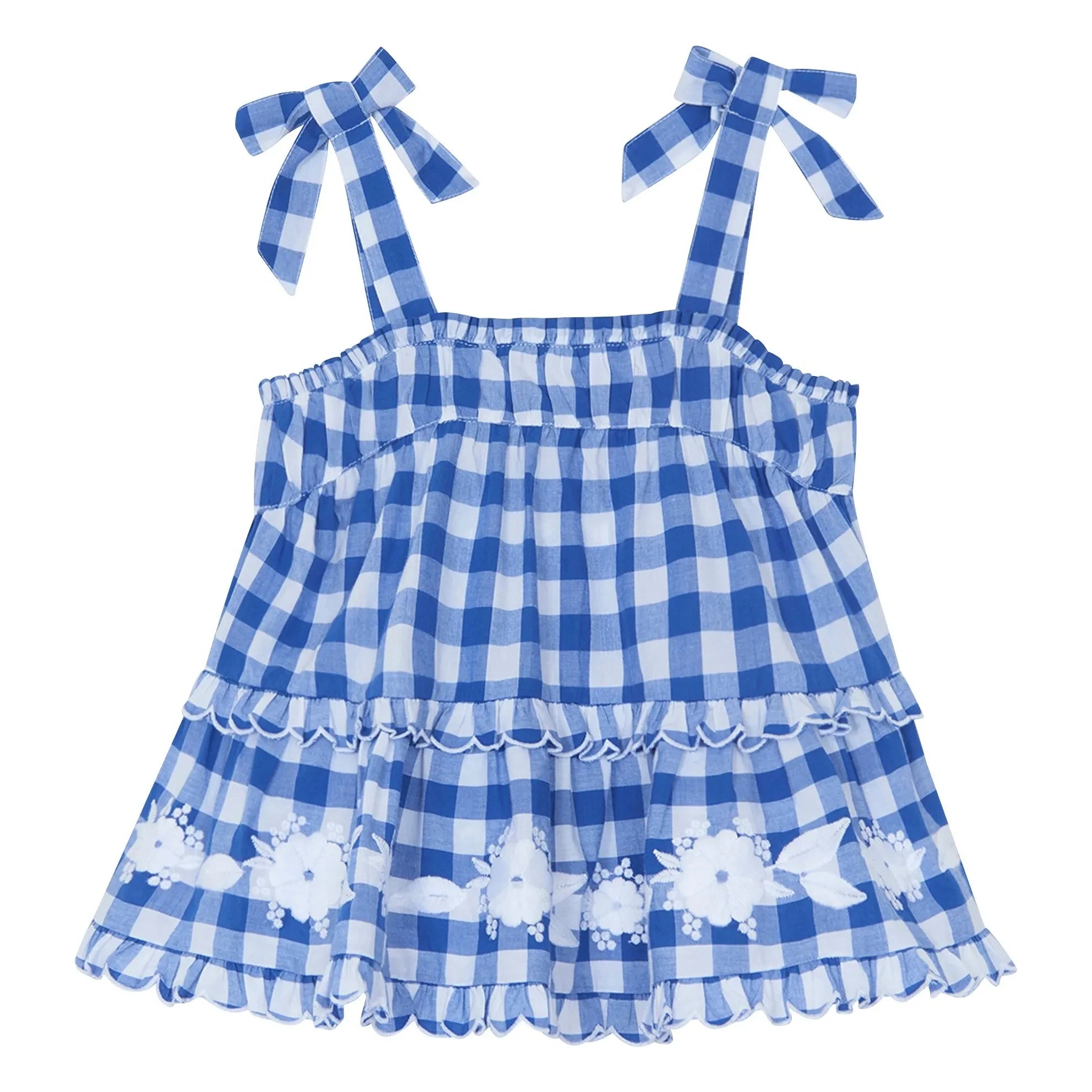 Tartine et Chocolat - Embroidered Top and Checked Shorts Set | Royal Blue