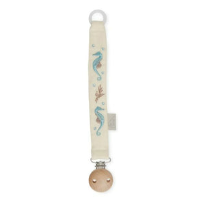 Cam Cam - Sea Garden Embroidered Pacifier Clip | Blue