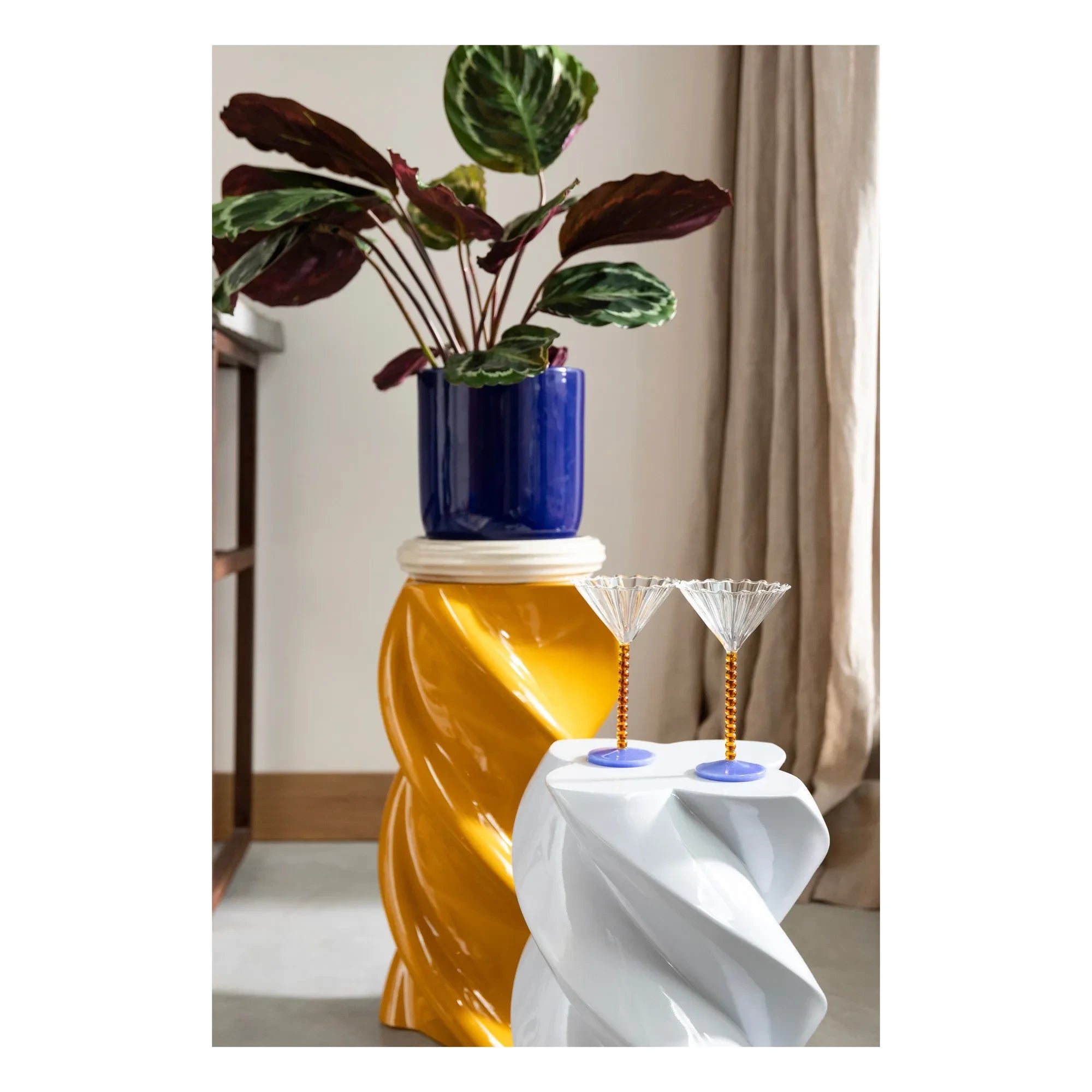 &Klevering - Amber-Colored Pearl Glasses - Set of 2