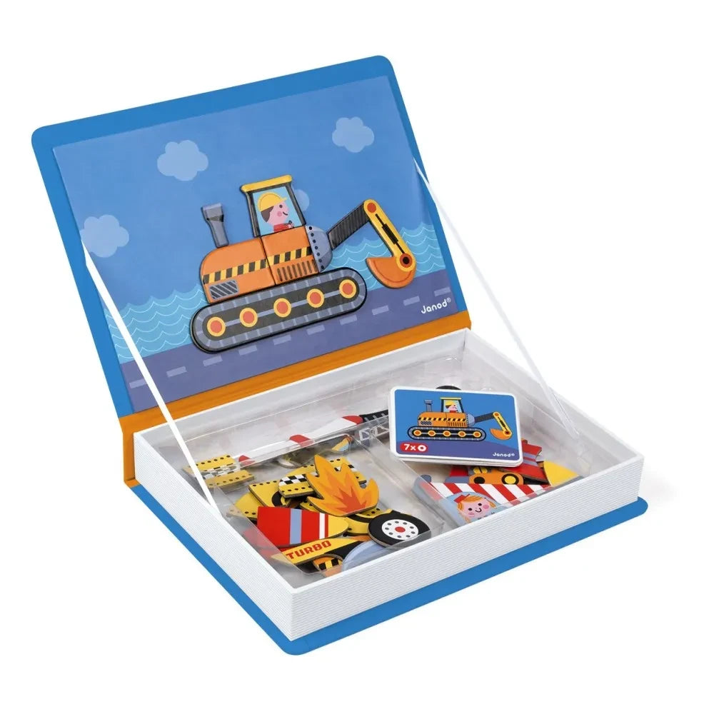 Janod - Race Car Magnet Book - 50 Magnets