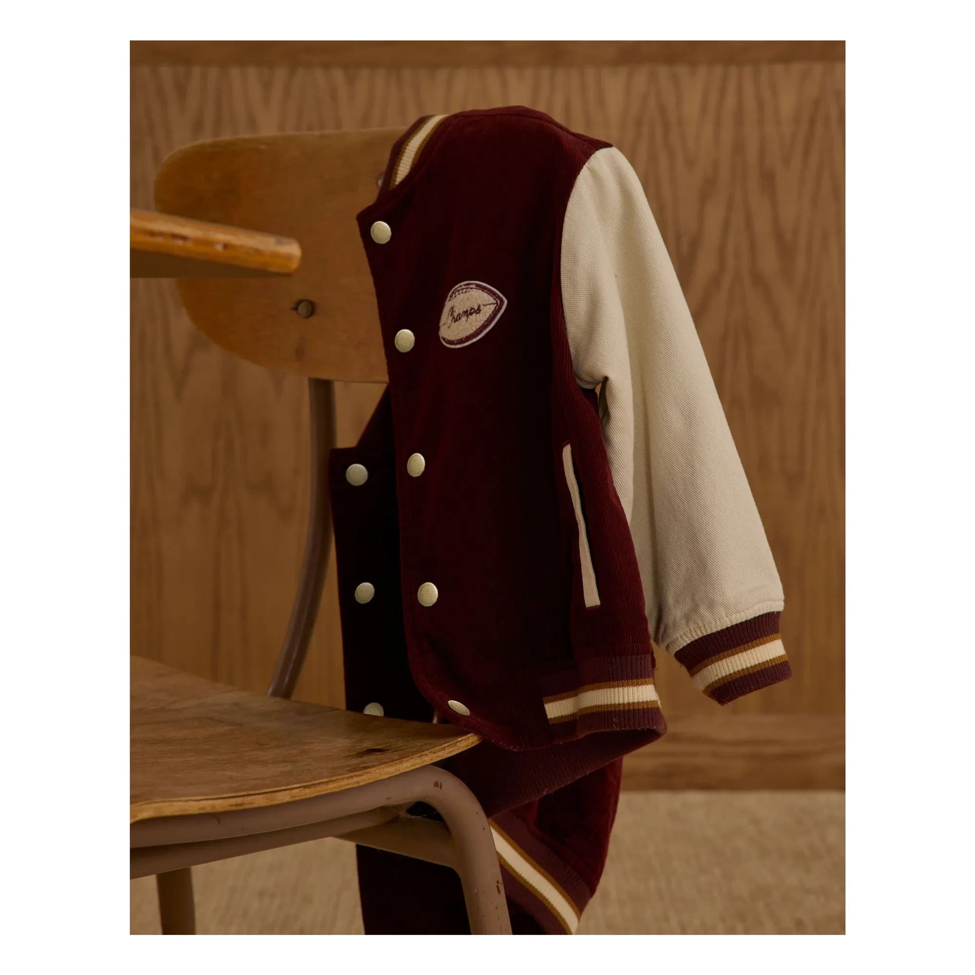 Rylee + Cru - Velvet Varsity Bomber Jacket | Burgundy
