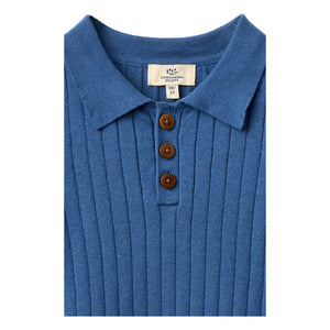 Copenhagen Colors - Ribbed Organic Cotton Polo T-Shirt | Indigo