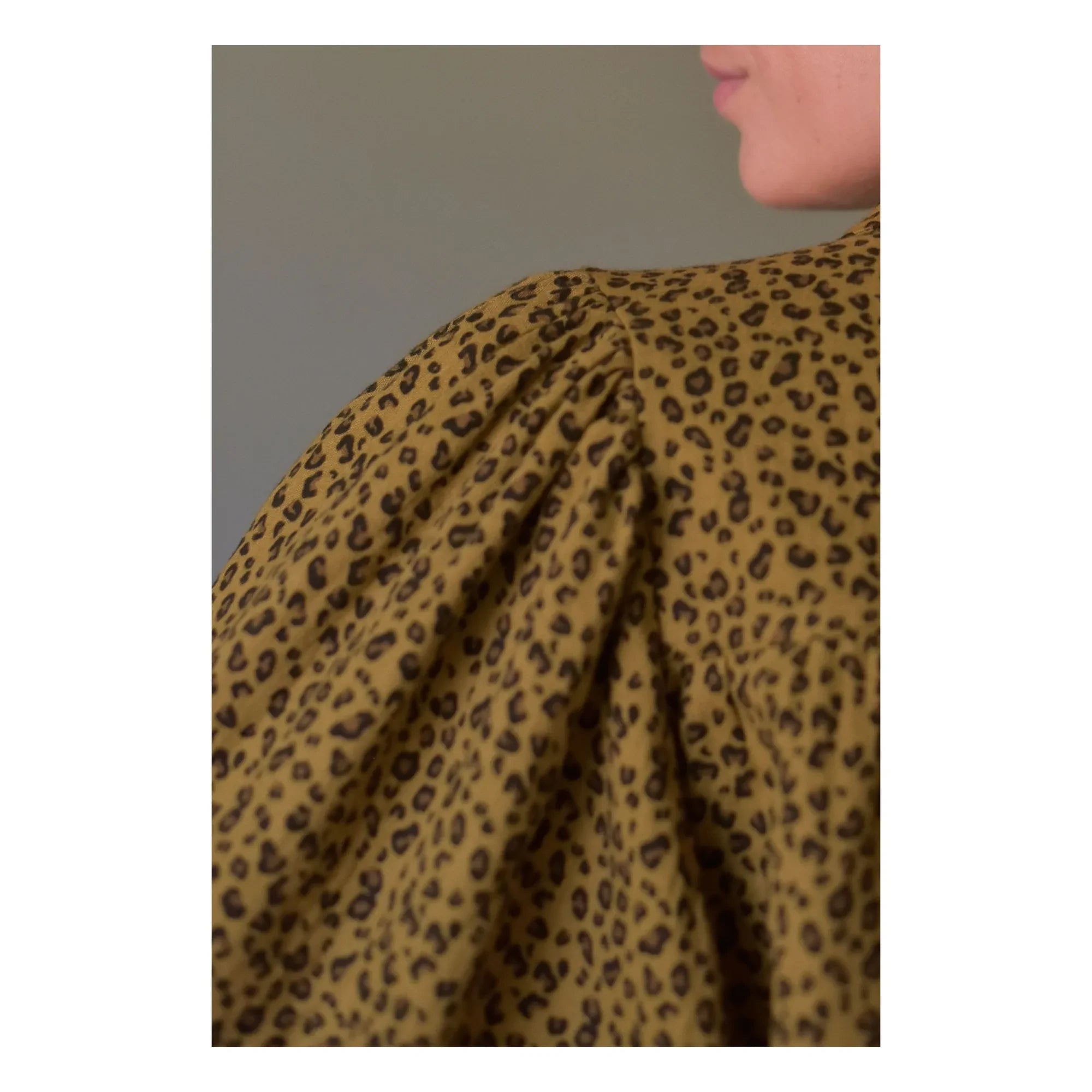 Marlot Paris - Appoline Mini Leopard Pattern Double-Layer Cotton Gauze Blouse - Women's Collection | Brown