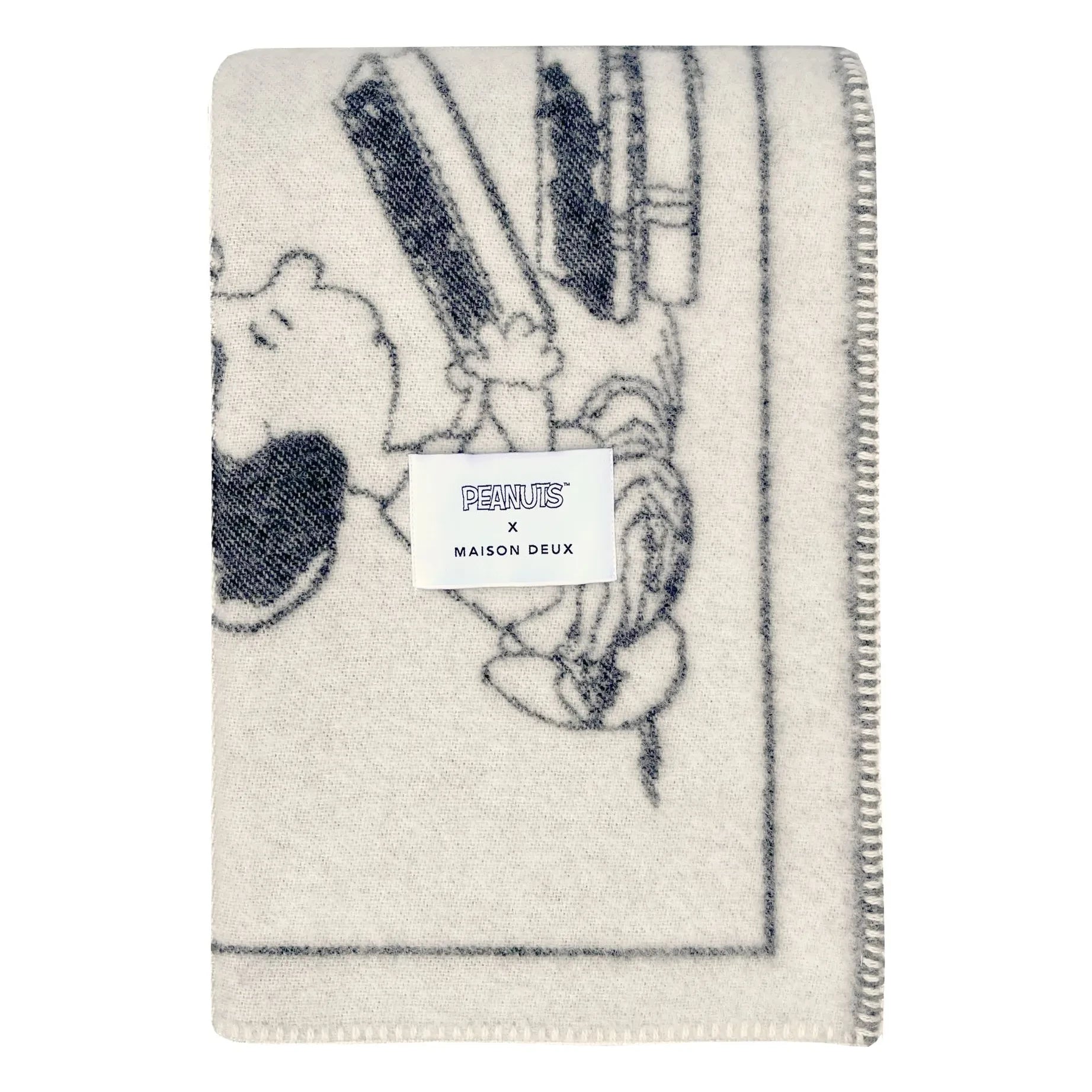Maison Deux - Peanuts ZZZ wool blanket | Black